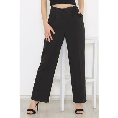 Palazzo lace-up trousers at the waist in black - 20701.683.