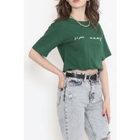 Beli Lastikli Crop Tişört Zümrüt - 16550.1567.