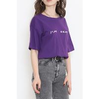 Beli Lastikli Crop Tişört Mor - 16550.1567.