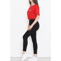 Beli Lastikli Crop Tişört Kırmızı - 16550.1567.