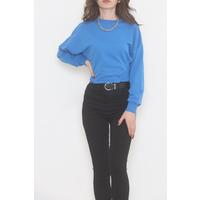 Bisiklet Yaka Crop Sweat Mavi - 2508.555.