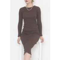 Crew Neck Dress Acıkahve - 472932.1567.