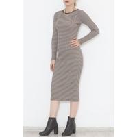 Crew Neck Dress Beige-brown - 472932.1567.