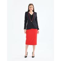 Bias Detail Single Button Skirted Suit Black