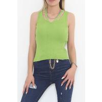 Stone-trimmed V-Neck Undershirt Green - 951.1019.