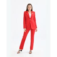 Atlas Suit Red with Brooch Detail Gold Buttons