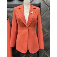 Atlas Suit with Brooch Detail Gold Buttons Orange