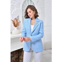 Brooch Knitted Fabric Jacket Baby Blue