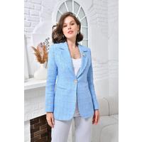 Brooch Knitted Fabric Jacket Baby Blue