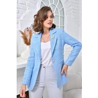 Brooch Knitted Fabric Jacket Baby Blue