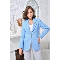 Brooch Knitted Fabric Jacket Baby Blue