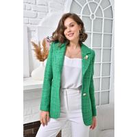 Brooched Knitted Fabric Jacket Green