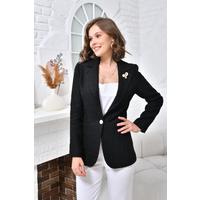 Brooched Knitted Fabric Jacket Black