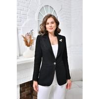 Brooched Knitted Fabric Jacket Black