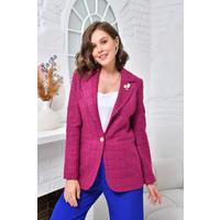 Brooched Knitted Fabric Jacket Plum