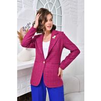 Brooched Knitted Fabric Jacket Plum