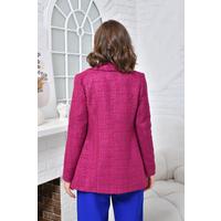 Brooched Knitted Fabric Jacket Plum