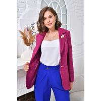 Brooched Knitted Fabric Jacket Plum