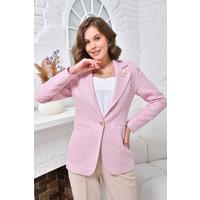 Brooched Knitted Fabric Jacket Light Pink