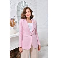 Brooched Knitted Fabric Jacket Light Pink