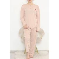 Büyük Beden Pijama Takımı Bej - 744.1287.