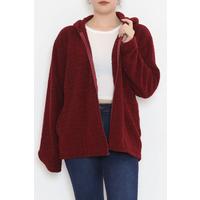 Plus Size Plush Coat Claret Red - 10358.107.