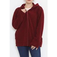 Plus Size Plush Coat Claret Red - 10358.107.