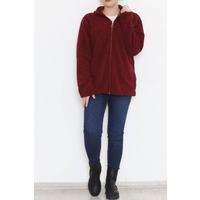 Plus Size Plush Coat Claret Red - 10358.107.