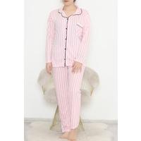 Plus Size Buttoned Pajama Set Pink Striped - 12521.1048.