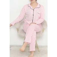 Plus Size Buttoned Pajama Set Pink Striped - 12521.1048.