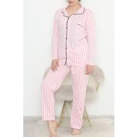 Plus Size Buttoned Pajama Set Pink Striped - 12521.1048.