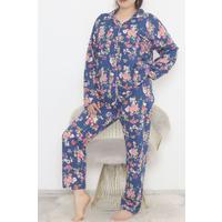 Plus Size Buttoned Pajama Set Indigo - 12521.1048.