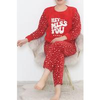 Plus Size Fleece Pajama Set Red-White - 12533.1049.