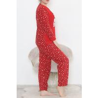 Plus Size Fleece Pajama Set Red-White - 12533.1049.