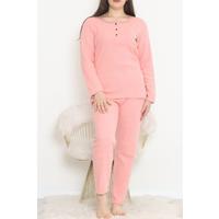 Büyük Beden İnterlok Pijama Takımı Pembe - 17084.1048.