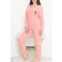 Büyük Beden İnterlok Pijama Takımı Pembe - 17084.1048.