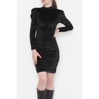 Gathered Velvet Dress Black - 3111.1595.