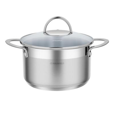Stainless steel saucepan with glass lid, 18 cm, 2.5 l.