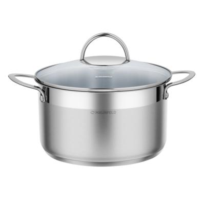 Stainless steel saucepan with glass lid, 20 cm, 3.3 l. MAUNFELD GERDA MCS33S07