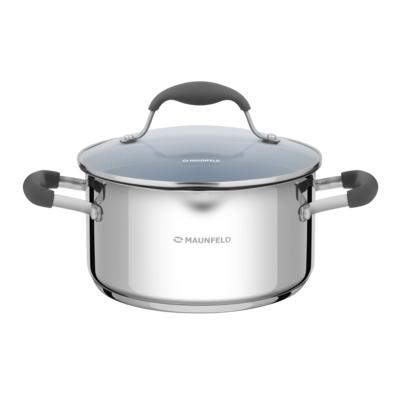 Stainless steel saucepan with glass lid, 20 cm, 3.1 l . MAUNFELD LAURA MCS31S08GR