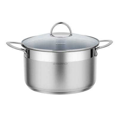 Stainless steel saucepan with glass lid, 24 cm, 5.8 l . MAUNFELD GERDA MCS58S07