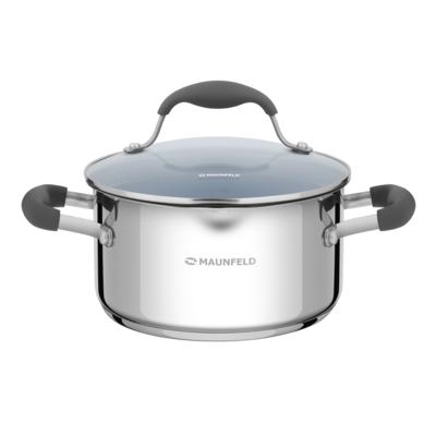 Stainless steel saucepan with glass lid, 18 cm, 2.2 l . MAUNFELD LAURA MCS22S08GR