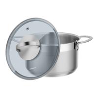 Stainless steel saucepan with glass lid, 18 cm, 2.5 l.