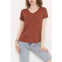 V-Neck T-Shirt with Pockets Brown - 10670.1095.