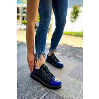 CH251 GST Mirror Furry Women's Shoes BLACK/SAX BLUE