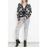 Floral Buttoned Pique Cardigan Black - 15165.1319.