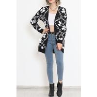 Floral Pique Knit Cardigan Black - 15164.1319.