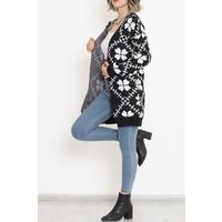 Floral Pique Knit Cardigan Black - 15164.1319.