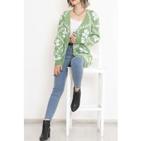 Floral Pique Knit Cardigan Grassgreen - 15164.1319.