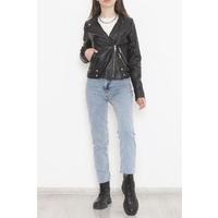 Double Zipper Leather Jacket Black - 1004.146.